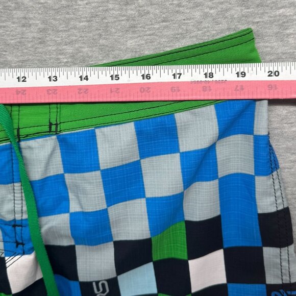 VTG 90s Quicksilver Board Shorts Men 38 Checkerboard Drawstring Surf Sportswear - Picture 9 of 13